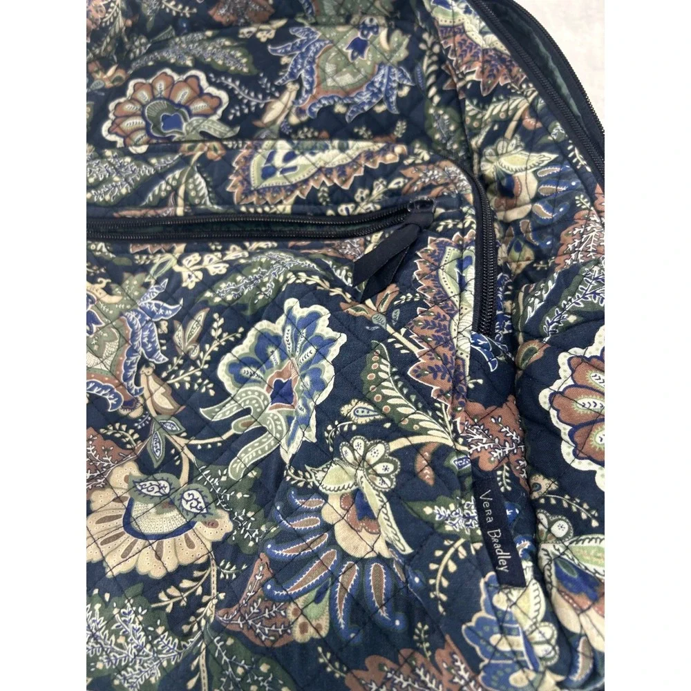 Vera Bradley Mediterranean Blue Quilted Cotton Floral Paisley Backpack Bag